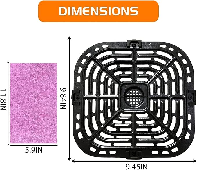 HEISENLIN Air Fryer Grill Pan for Instants Pot Vortex Plus 6 in 1 6 QT XL Air Fryers, Upgraded Nonstick Air Fryer Grill Crisper Plate Tray Grid Grate Rack Shelf for Instants 6QT 5.7QT, Dishwasher Safe