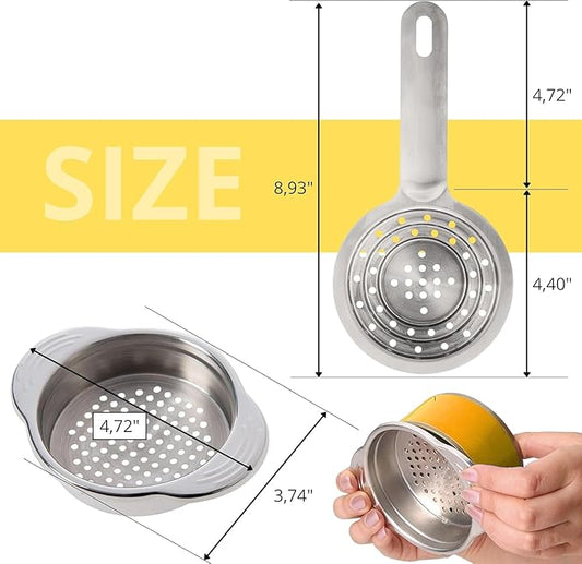 Pack of 2 Multipurpose Food Grade Colanders – Universal Can Colander with Handle for Large and Small Cans Vegetable Fruit Tuna Fish Strainer Small Strainer Set Stainless Steel