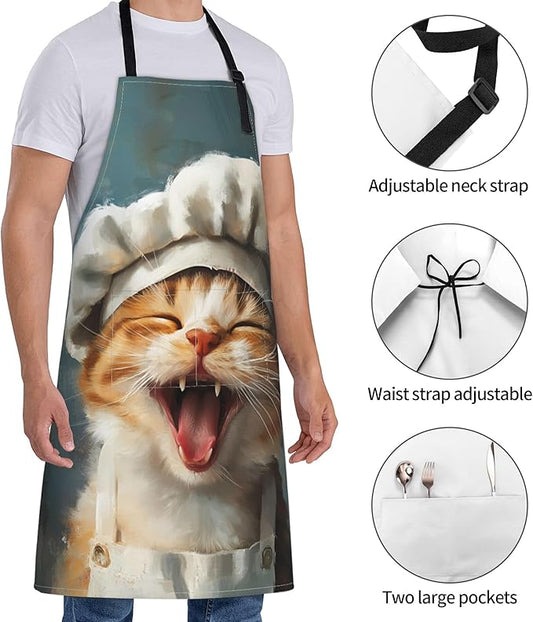 Apron with Pockets Aprons for Women Men Kitchen Chef Apron for Cooking Gardening Server Waitress Painting
