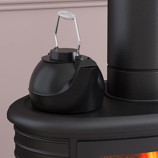 Fire Beauty Humidifying Iron Kettle,Stove Humidifier,Wood Stove Kettle,Cast Iron,Chrome handle