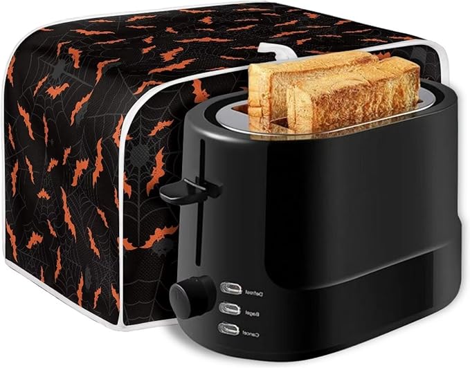 Annejudy Halloween Spider Web Bats Toaster Cover - Dustproof & Waterproof, Protects Small Appliances & Bread Makers