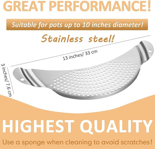 Boao 2 Pieces Pot Strainer with Handle Stainless Steel Colander Pasta Drainer Pan Pot Strainer with Recessed Hand Grips Suitable for Kitchen Different Sizes up to 10 Inches