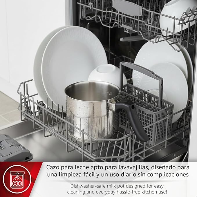 Magefesa Deliss 2.6-Quart Stainless Steel Milk Pot, All-Stovetop Compatible Saucepan, Ergonomic Heat-resistant Handle