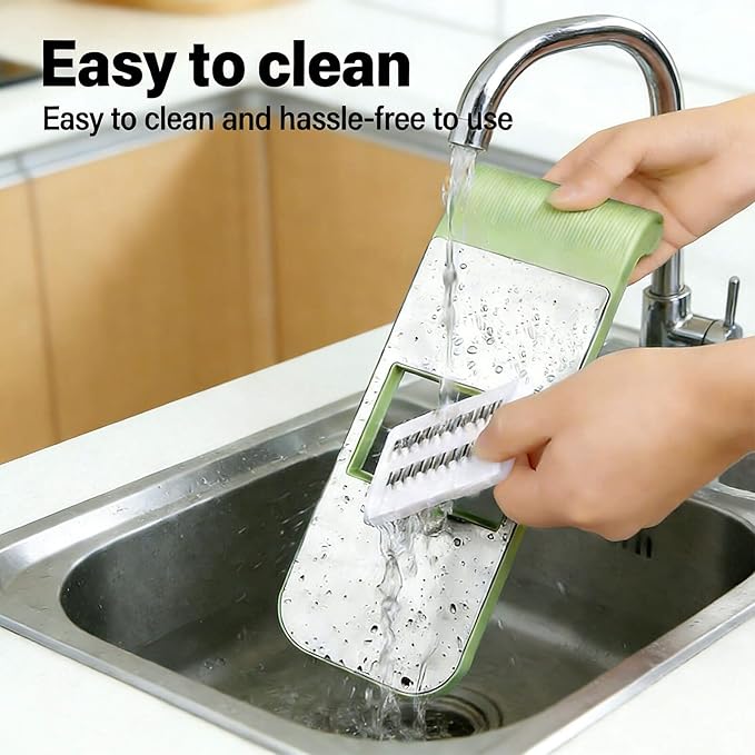 5-in-1 Mandoline Manual Food Chopper - Multifunctional Vegetable Cutter with Container, Stainless Steel Blades for Potato Slicer, Fruit Cutter, Hand Cheese Grater | Essential Kitchen Gadgets