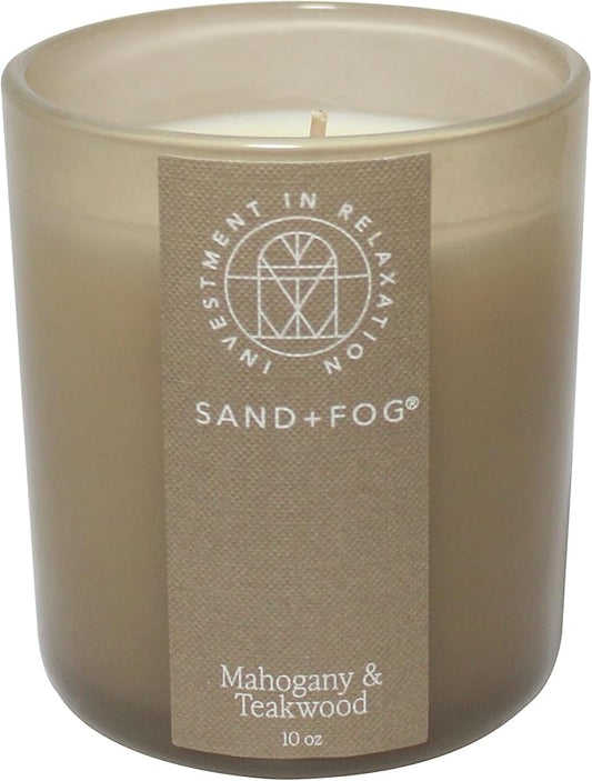 Sand + Fog Scented Candle - Mahogany & Teakwood – Additional Scents and Sizes – 100% Cotton Lead-Free Wick - Luxury Air Freshening Jar Candles - Perfect Home Decor – 10oz