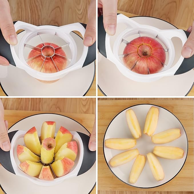 Apple Slicer & Corer Set, Apple Cutter and Fruit Slicer with Sharp Stainless Steel Blades and Ergonomic Non-Slip Handles, Ideal for Cutting a Wide Range of Fruits, Black