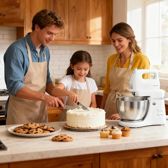 Stand Mixer Hand Mixer Kitchen Electric - 2-IN-1 4.8 QT Auto-Rotating Bowl & Beater Tilt-Head Standing Mixer, 250 Watt 5-Speed with Turbo Boost Household Mixer with Beaters & Dough Hooks for Baking