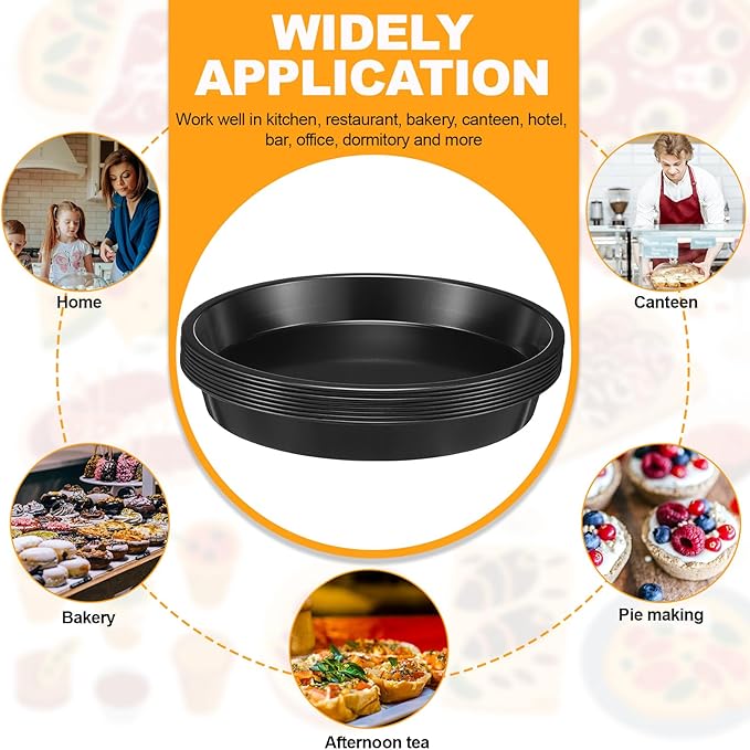 Gandeer 8 Pcs mini pie tins 4 inch Pie Pan Dish for Baking Carbon Steel Pizza Nonstick Plate Bakeware Set Oven Air Fryer Cake Bread Meat (9 Inch,Black)