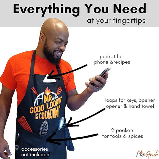 Mr Good Lookin Cooking Apron, Kitchen Apron for Men, Ideal Christmas or Father's Day Gift, Gift Set or Apron Only