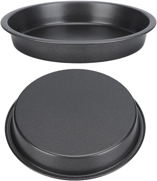 TOPINCN Pizza Pan,2Pcs Non Stick Pizza Pan Deep Thickened Carbon Steel Baking Pan for Kitchen Bakery(9 inches)