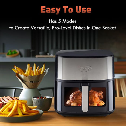 KINSING Air Fryer 8 in 1, XL 8.5 QT Large Airfryer with View Windows,MAX 400℉ for Crispy, 85% Less Oil, Fast Roast, Preheat, Shake, Bake, Non-Stick Basket for Easy Clean, With Professional Recipes