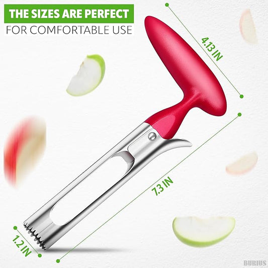 Apple Corer Tool – Apple Core Remover with Ergonomic Plastic Red Handle, Durable Food-Safe Stainless Steel, 7.3" Easy to Use and Clean, Festive Kitchen Helper for easy Easter Desserts & Home Baking