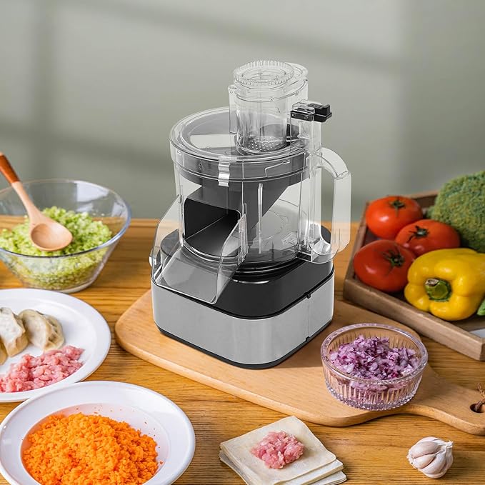 Goudergo 5L Stainless Steel Commercial Food Processor, 600W Electric Vegetable Dicer Chopper, 5 in 1 Professional Veggie Shredder Multifunctional Meat Grinder Blender for Homes and Restaurants