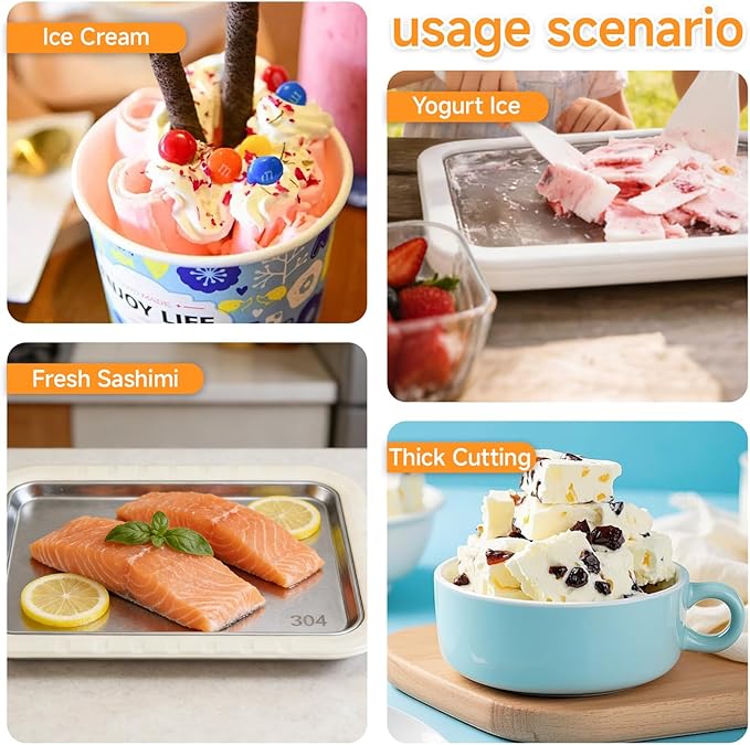 2026 Rolled Ice Cream Maker - 3-Minute Portable Ice Cream Machine with Stainless Steel Freeze Tray & 2 Scrapers, No Electricity Needed, Perfect for Family and Party Desserts (White)