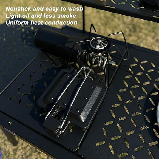 Double Sided Frying Pan, Aluminum Alloy Sandwich Grill Maker Breakfast Frying Pan with Foldable Handle, Nonstick Sandwich Panini Maker Pan for Camping Toaster Breakfast Omelette