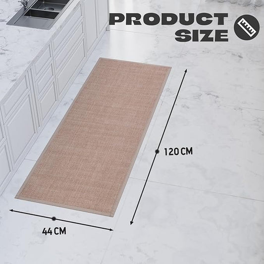 Kitchen Rug, Rubber Non Slip Kitchen Rugs Washable, Absorbent Runner Mat for Floor, Machine Washable Standing Mats for in Front of Sink, Door, Laundry, Entryway, Hallway (Camel, 47" × 17.3")
