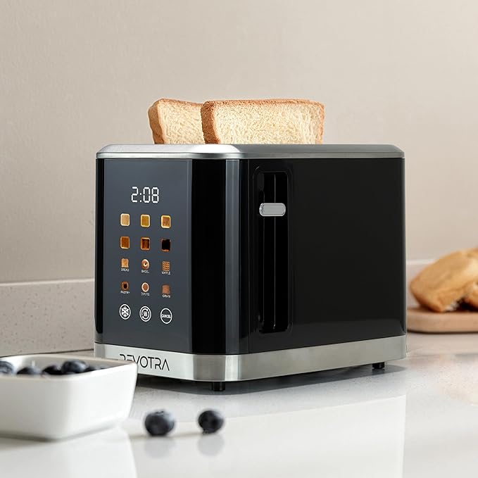 2 Slice Toaster Stainless Steel with LED Display, Extra Wide Slots, 6 Shade Settings, Defrost/Reheat/Cancel, Removable Crumb Tray โ Compact Toaster for Bagels & Waffles, christmas gift