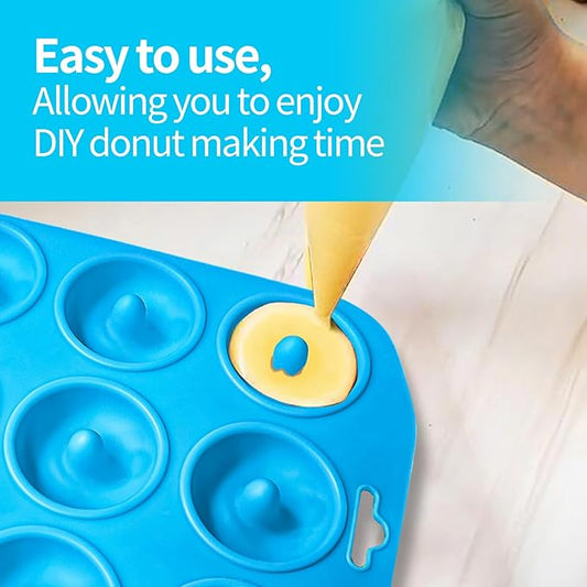 Cupidove Silicone Donut Pan, Bite Size Silicone Donut Molds for baking, Mini Donut Mold Heat Resistant, Mini Baking Mold for baking delicious donuts, Non-stick Bottom, Easy to Clean