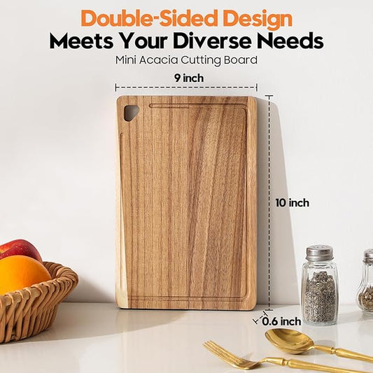 Small Acacia Wood Cutting Boards for Kitchen with Hanging–Mini Wooden Cutting Board for Vegetables, 1-S (1)