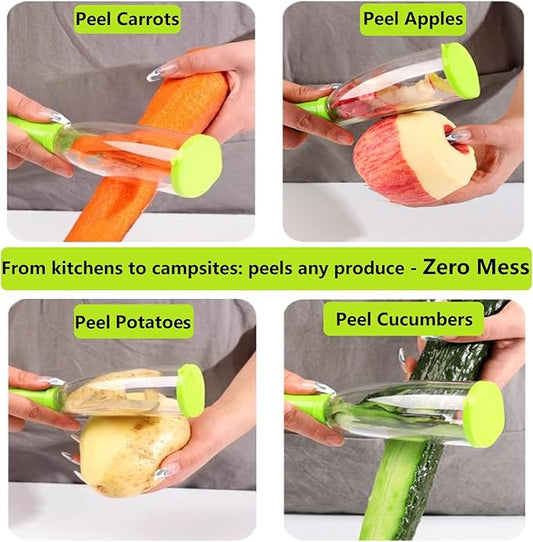 Vegetable peelers for kitchen, Potato Peeler, Fruit Carrot Veggie Peelers Built-in peel catcher, Peeler with Ergonomic Non-Slip Handle,Dishwasher safe for home, office and camping(Green)