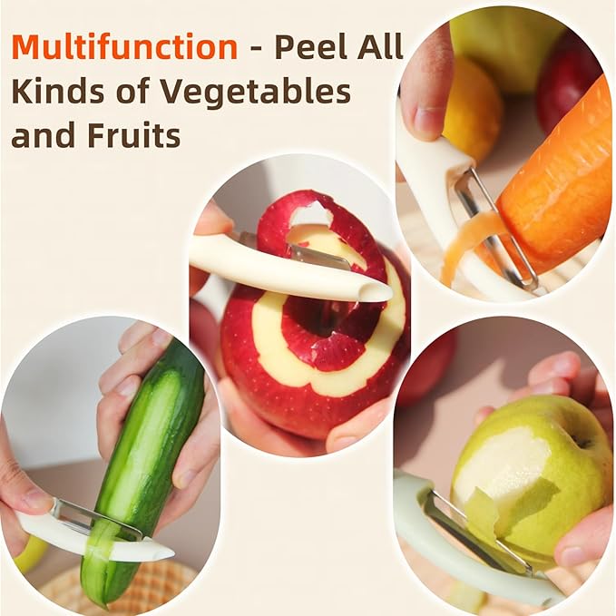 Stainless Steel Vegetable and Fruit Peeler, Swivel Straight Peeled Gadget for Kitchen - Ideal Carrot Cucumber Potato Peeler with Ergonomic, Non-Slip and Cute Handle (Green)