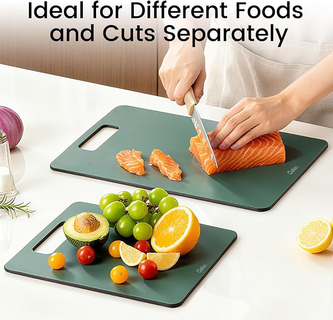 Culiex Wood Fiber Cutting Board 2-Pack, Composite Chopping Boards for Kitchen, Dishwasher Safe, Non-Toxic, High Density, Knife Friendly, BPA Free, Non-Slip Feet for Cutting Meat, Vegetables, Fruits