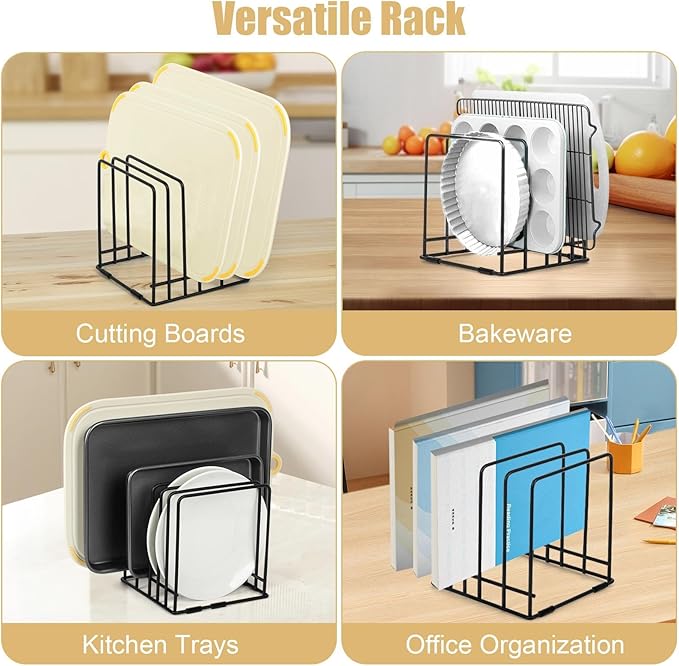 Kitchen Cabinet Cutting Board Organizer, Cookie Sheet Storage Rack,Cabinet Dividers Holder with 5 Slots for Baking Pan Tray Organizer (1 PC)