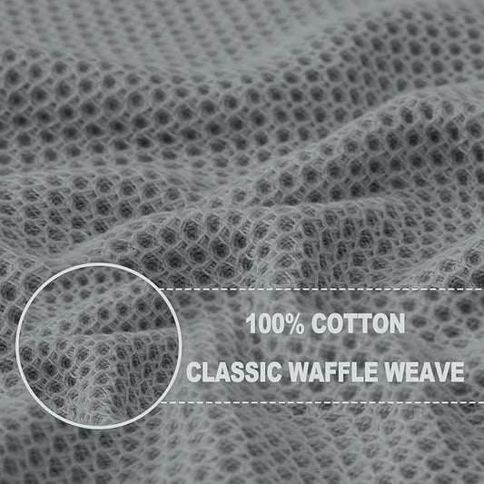 Homaxy 100% Cotton Waffle Weave Kitchen Dish Cloths, Ultra Soft Absorbent Quick Drying Dish Towels, 12 x 12 Inches, 6-Pack, Grey