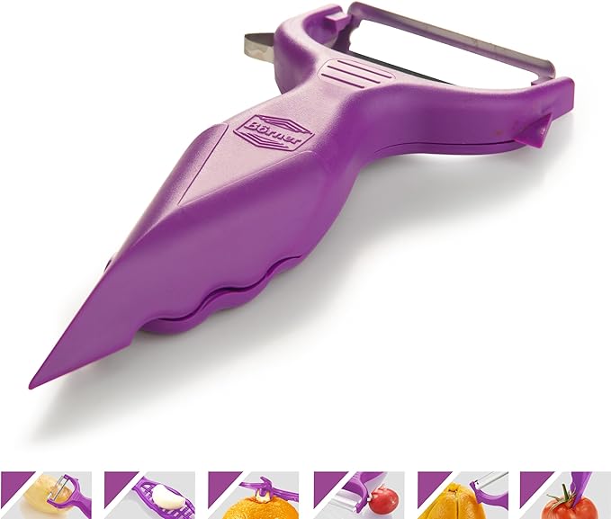 Börner by Reston Lloyd Vegetable Peeler, Garnish Knife, Nutmeg/Garlic Grater, Made in Germany, Purple