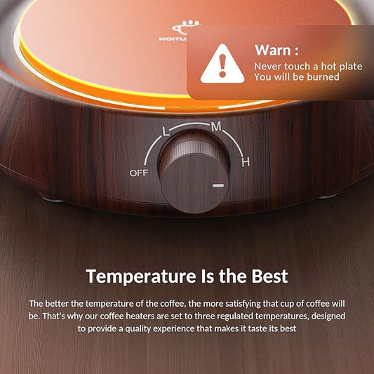 SWEETFULL Mug Warmer for Coffee and Tea Coffee Mug Warmer Set W/Mug and Lid Coffee Warmer As Coffee Gifts for Desk Office Coffee Lovers. (20W Cup Warmer Candle Warmer Auto Shut Off) (Wood Grain)