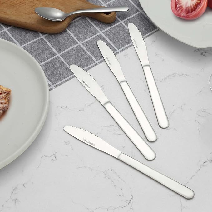 24 Pieces Dinner Knives Set, 8.1" Inches Table Knives Set, Durable Butter Knife, Food Grade Stainless Steel Dinner Knife, Cost-effective Silverware Set - Mirror Polished, Dishwasher Safe