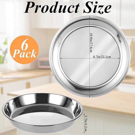 MUXHEL 6 Pack Deep Dish Pizza Pan 10 Inch Stainless Steel Pizza Pan for Oven, Non-Stick Pizza Tray Pizza Baking Sheet Pizza Plates Pie Pan for Pie, Cookie, Dishwasher Safe