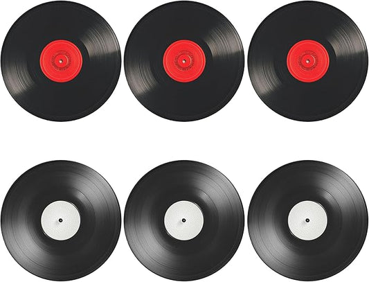 Record Coasters Leather Round Drink Coasters 6 Pcs Set with Holderor for Cup Drink Coffee Table Bar Home Decor