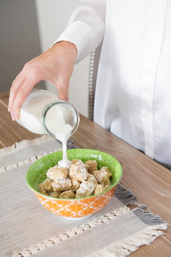 Annovero Cereal Bowl - Dishes for Serving Soup, Salad, Breakfast - Decorative Colorful Porcelain Bowls for Kitchen - Microwave, Dishwasher, Oven Safe - Zero Lead & Cadmium - 23 Oz - Set of 6