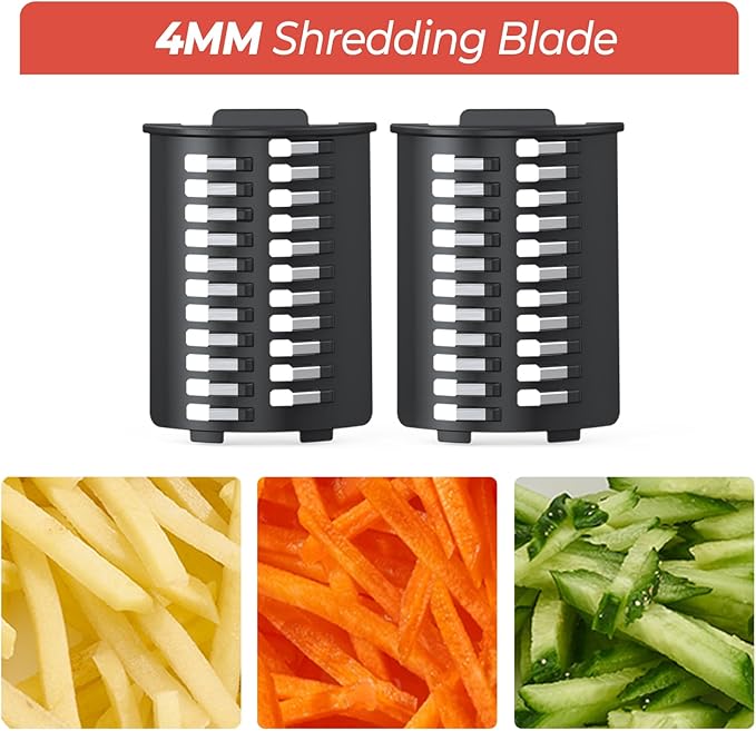 Electric Cheese Grater Attachments, 4 MM Shredding Blade, Thicker Julienne Strips Are Better For Stir-Frying, Chilling And Side Dishes (1 Pair)