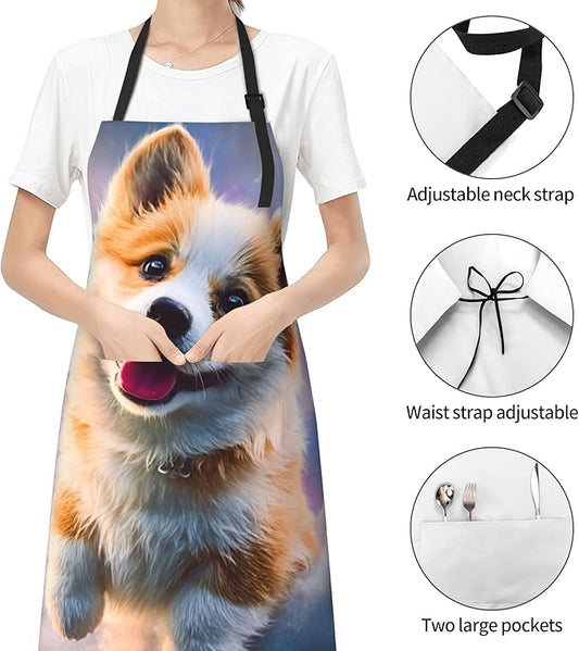 Apron with Pockets Aprons for Women Men Kitchen Chef Apron for Cooking Gardening Server Waitress Painting