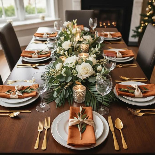 D'Moksha Homes Rust Linen Napkins 18 x 18 Inch - 100% Pure Linen Cloth Washable Dinner Napkins Set of 8 for Spring, Easter