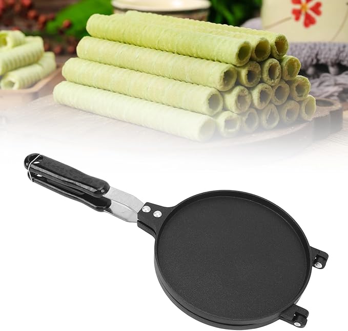 Waffle Cone Maker, Egg Roll Press Pan, Stick Proof Aluminum Stove Top Tortilla Press with Handle for Kitchen, 6.8Inch (Glossy Style)