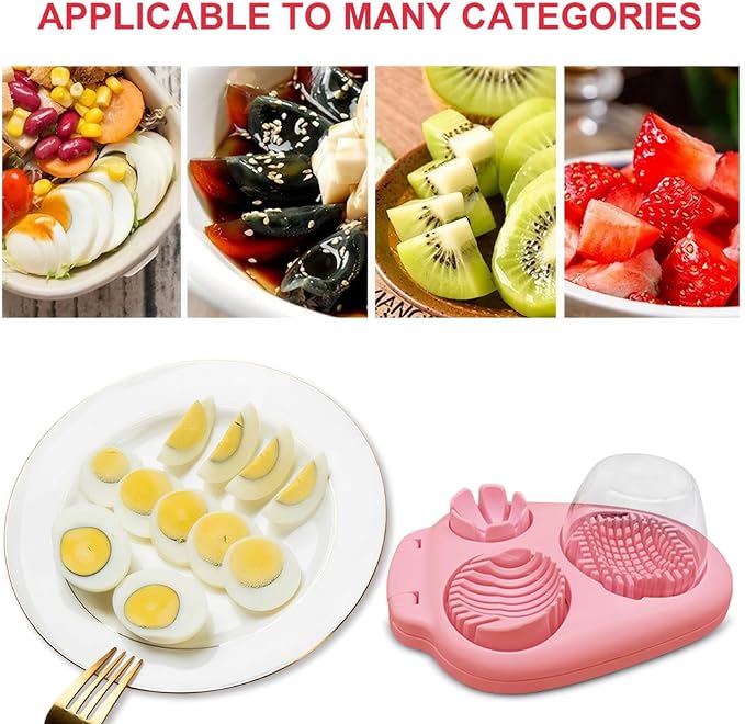Multi-Use Heavy Duty Egg Slicer 3 Modes, Stainless Steel Egg Cutter for Hard Boiled Eggs, Fruit Slices, Mushroom Slicer, Kitchen Cutting Tool