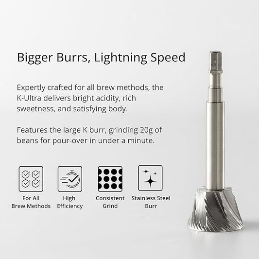 1Zpresso K-Ultra Manual Coffee Grinder Iron Gray with Carrying Case, Assembly Consistency Grind Stainless Steel Conical Burr, Foldable Handle, Numerical External Adjustable Setting, All-Round Grinder