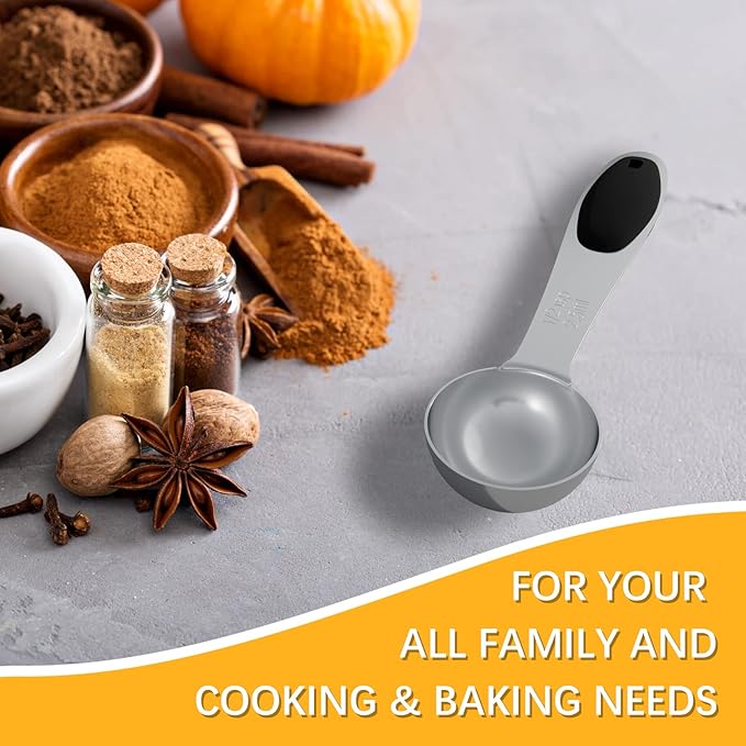 LEIFENY 1PCS 1/2 Tsp(1/6tbsp, 2.5ml) Single Measuring Spoon with Black Silicone Grip, Stainless Steel Individual Measure Scoop Only