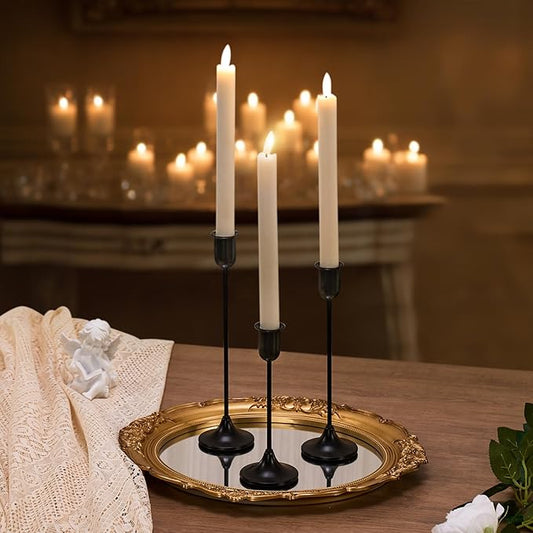 Black Candle Holder 6 Pcs Candlestick Holders, Taper Candle Stick Holder Decor, Modern Decorative Table Centerpiece, Fireplace Housewarming Candelabra, Candlelit Dinner Party Valentine's Day Décor