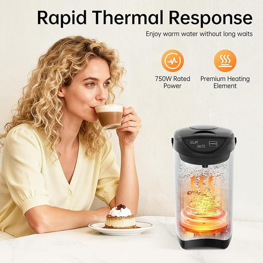 Electric Hot Water Pot Urn, Water Boiler & Warmer 4 Liter, Hot Water Dispenser with 3 Water Dispensing Modes, 750W Hot Water Kettle Instant Heating for Coffee & Tea (black)