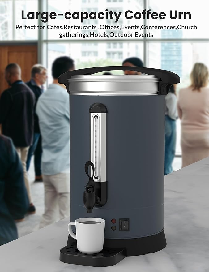 GarveeHome 120 Cups Coffee Urn,18 L/4.8 gal Double Wall Commerical Coffee Maker for Buffet Catering Wedding Gathering, Large Capacity Hot Coffee Dispenser, Stainless Steel Hot Water Urn