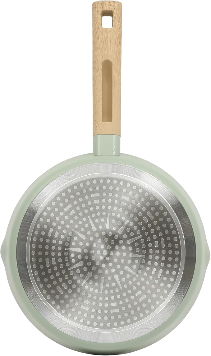 Gibson Home Marbleton 9.5 Inch Aluminum Cookware Non-Toxic Premium Ceramic Non Stick Frying Pan, Kitchen Egg, Omelet, Pots, Sage Green, Induction Safe