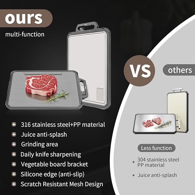 1 PCS Titanium Cutting Board for Kitchen, Double Sided Non Toxic Chopping Board, Food Grade, Non-Slip Silicone Edge, Easy to Clean, 17.2"*12" Large Size (1 Side Titanium Other Side Wheat Straw PP)