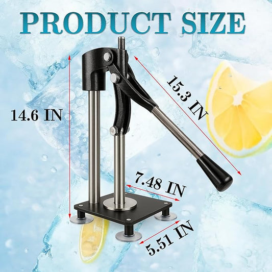 Black Heavy Duty Hand Juicer Press,Metal Lemon Squeezer with 520ML Stainless Steel Cup for Efficient Citrus Juicing,Nut Press Machine