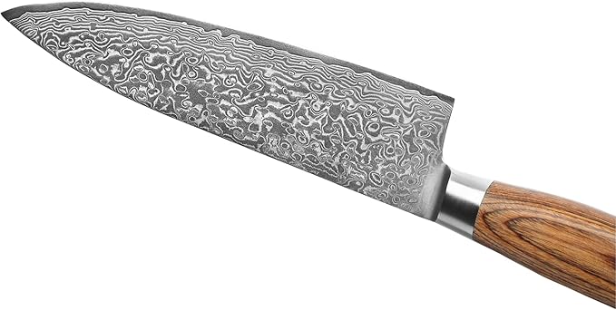 Wakoli EDIB Pro Damascus Chef Knife – Japanese Style Kitchen Knife | 7.9-Inch Genuine Damascus Steel Blade with VG10 Core | Ergonomic Pakkawood Handle | Professional Cooking Tool