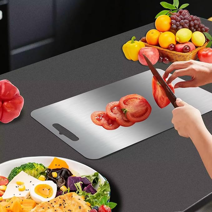 Thin Stainless Steel Cutting Board Sheet – Odor-Resistant, Hygienic & Dishwasher Safe – 14x10 Flat Steel Prep Surface for Meat, Fish, Vegetables – Durable & Non-Porous Kitchen Board