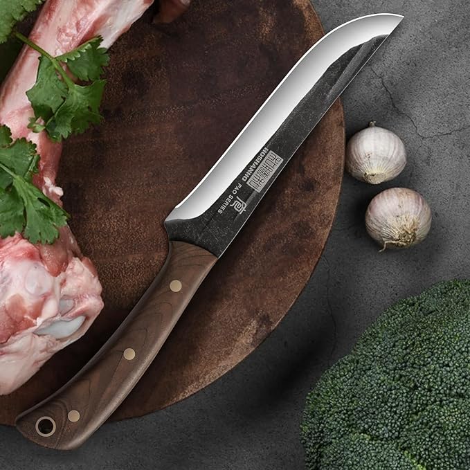 HOSHANHO Butcher Knife Set 3-Piece, Super Sharp Hand Forged Fillet Knife & Dividing Knives & Paring Knives Set, Upgraded High Carbon Stainless Steel Meat Cutting for Home, Outdoor
